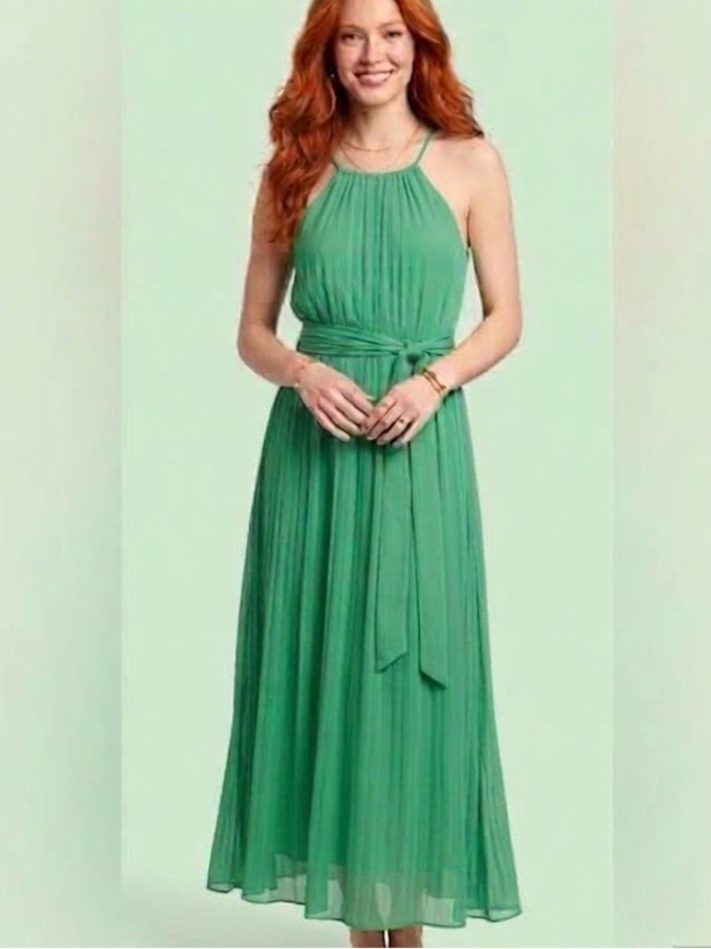Banana Republic Ivy Green FINE-GATHERS SLEEVELESS MAXI DRESS - Size M